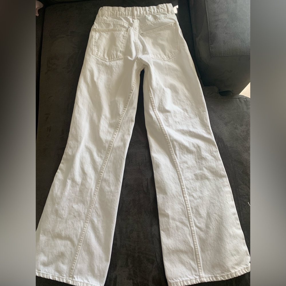 Zara Cut Out Relaxed Wide Leg White Jeans Size 2